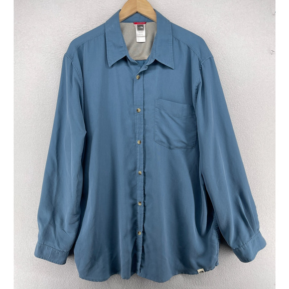THE NORTH FACE Shirt Mens 2XL Twill Performance Button Up Fishing Hiking Blue - Picture 1 of 13